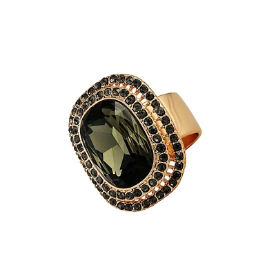 Goldtone & Crystal Pavé Cocktail Ring