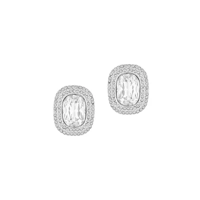 Silvertone & Glass Crystal Oversized Stud Earrings