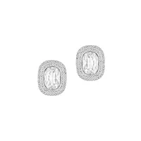 Silvertone & Glass Crystal Oversized Stud Earrings