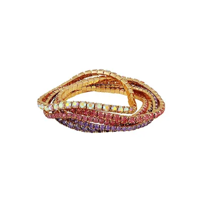 Goldtone & Crystals Bracelet Set