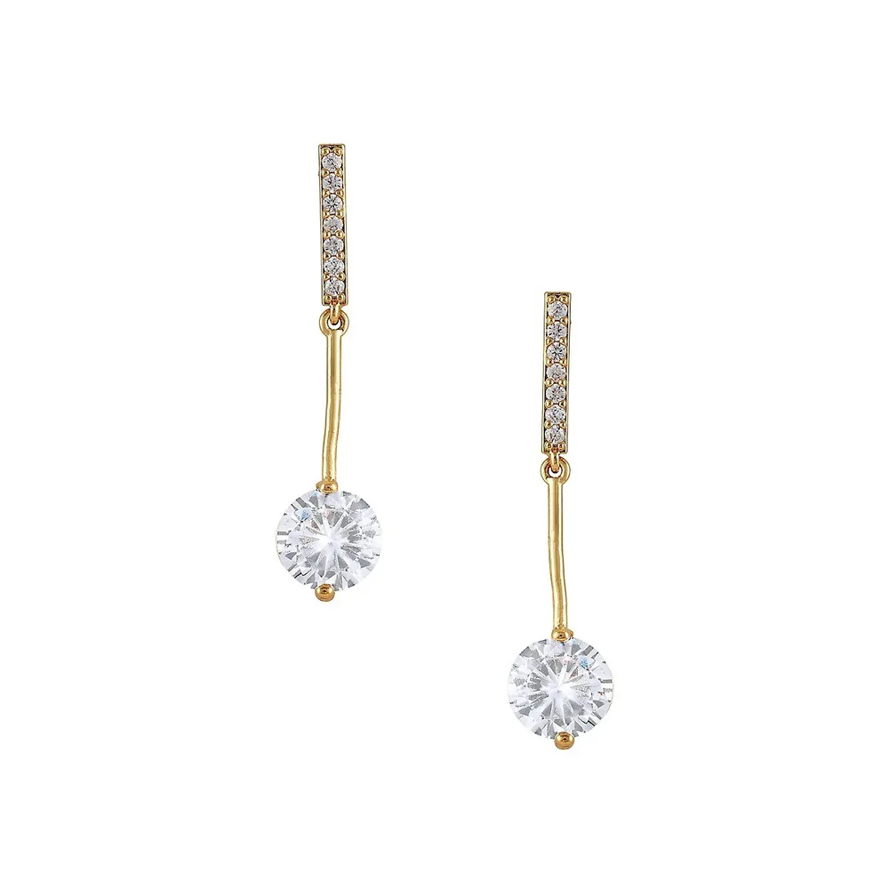 Goldtone & Crystals Linear Earrings