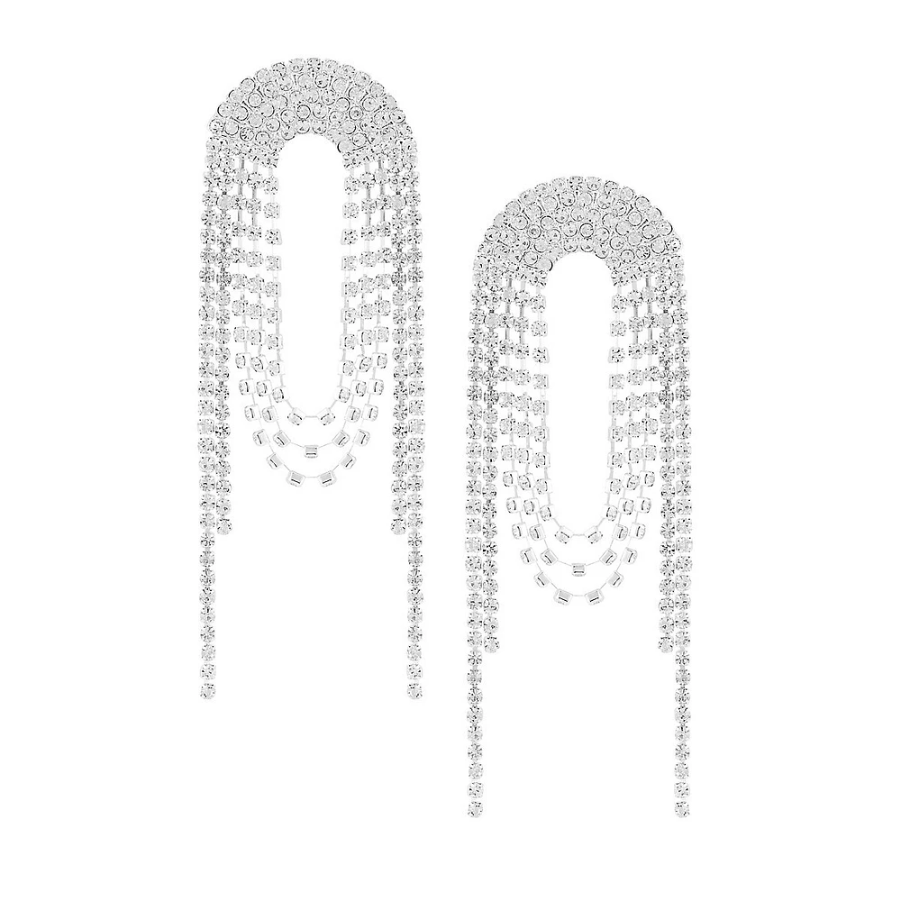 Silvertone & Crystal Drop Earrings