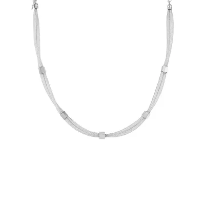 Silvertone Twisted Tapered Mesh Necklace