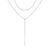 Silvertone & Crystal Y-Necklace