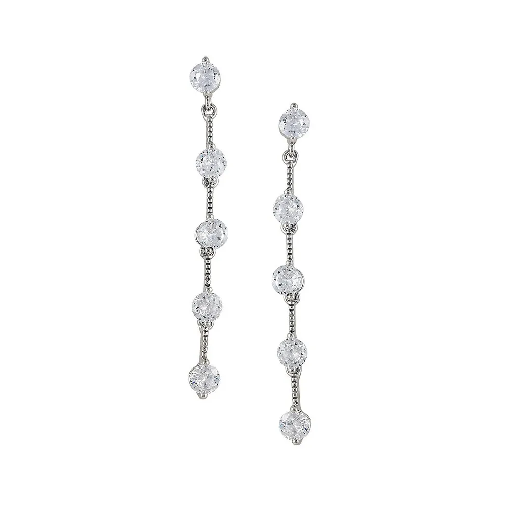 Silvertone & Cubic Zirconia Linear Earrings