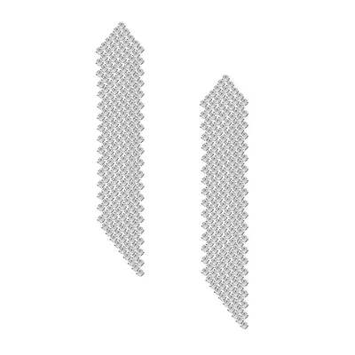 Silvertone & Crystal Drop Earrings