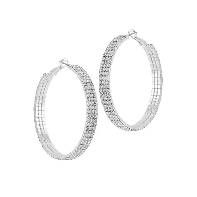 Silvertone Embellished Hoop Earrings