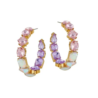 Goldtone & Glass Crystal Hoop Earrings