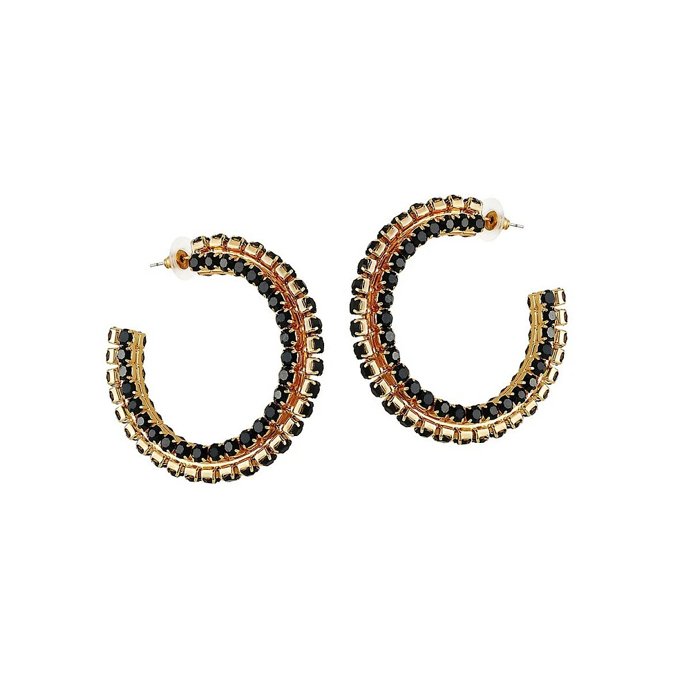 Goldtone & Glass Crystal Hoop Earrings