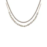 Goldtone Glass Crystal & Cubic Zirconia Multirow Necklace