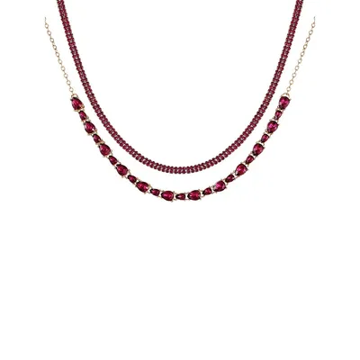Goldtone & Crystal Multirow Necklace