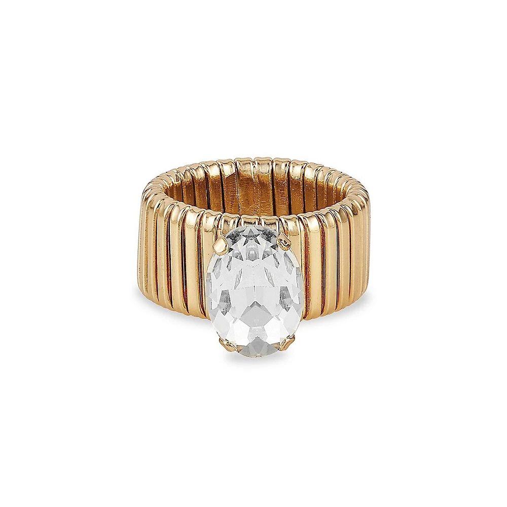 Goldtone & Crystal Stretch Ring