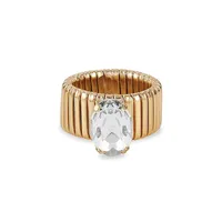 Goldtone & Crystal Stretch Ring