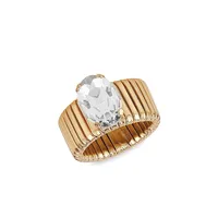 Goldtone & Crystal Stretch Ring