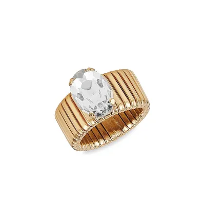 Goldtone & Crystal Stretch Ring