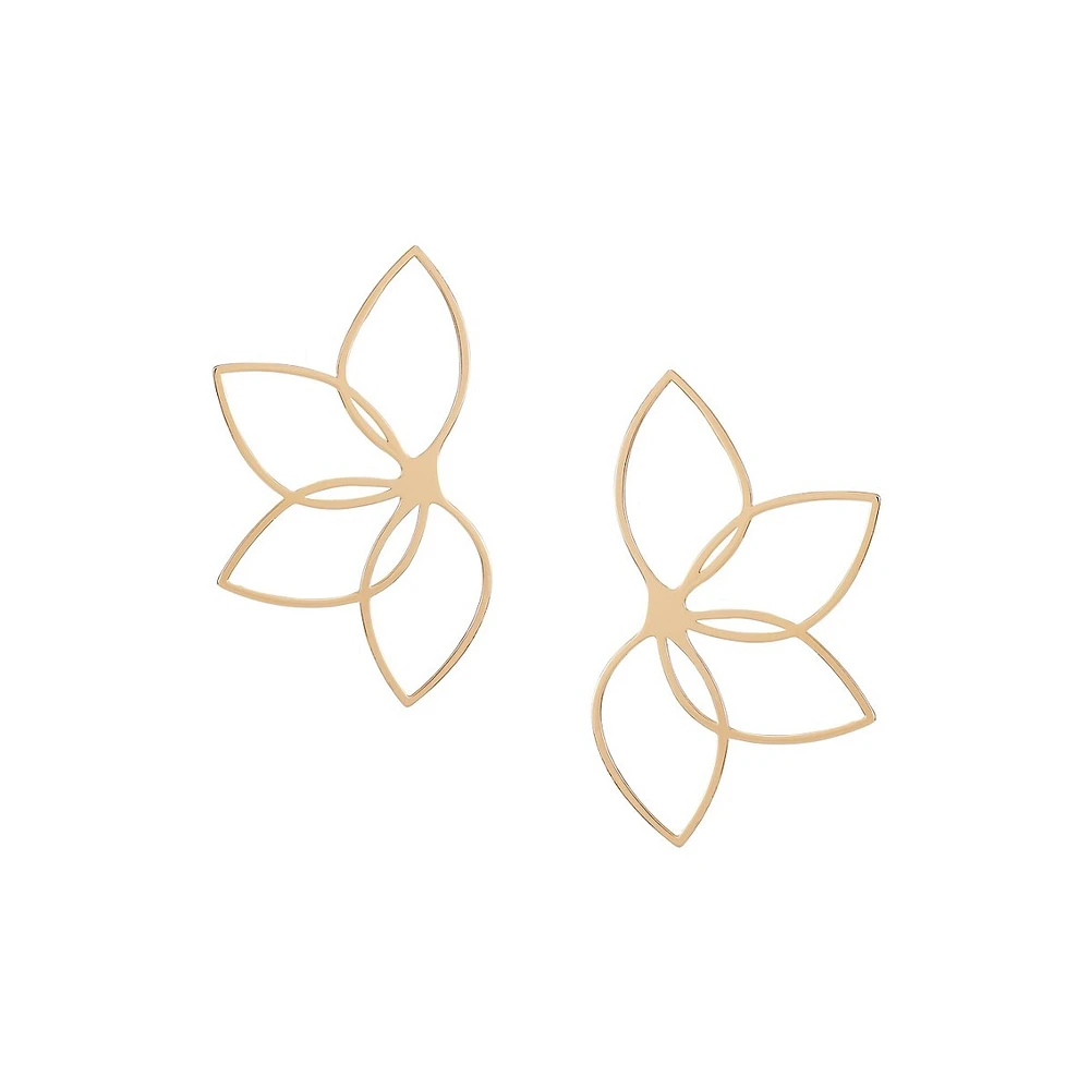 Goldtone Open Half-Flower Earrings