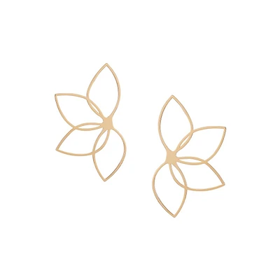 Goldtone Open Half-Flower Earrings