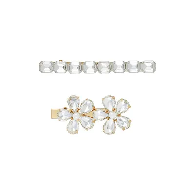 2-Pack Goldtone Faceted Stone Hair Barrettes