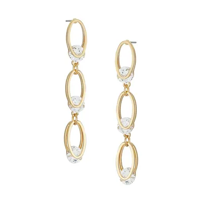 Goldtone Embellished Oval Link Drop Earrings
