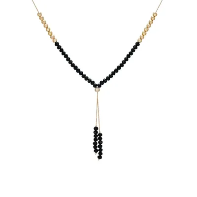 Goldtone Bead & Ball Y-Necklace