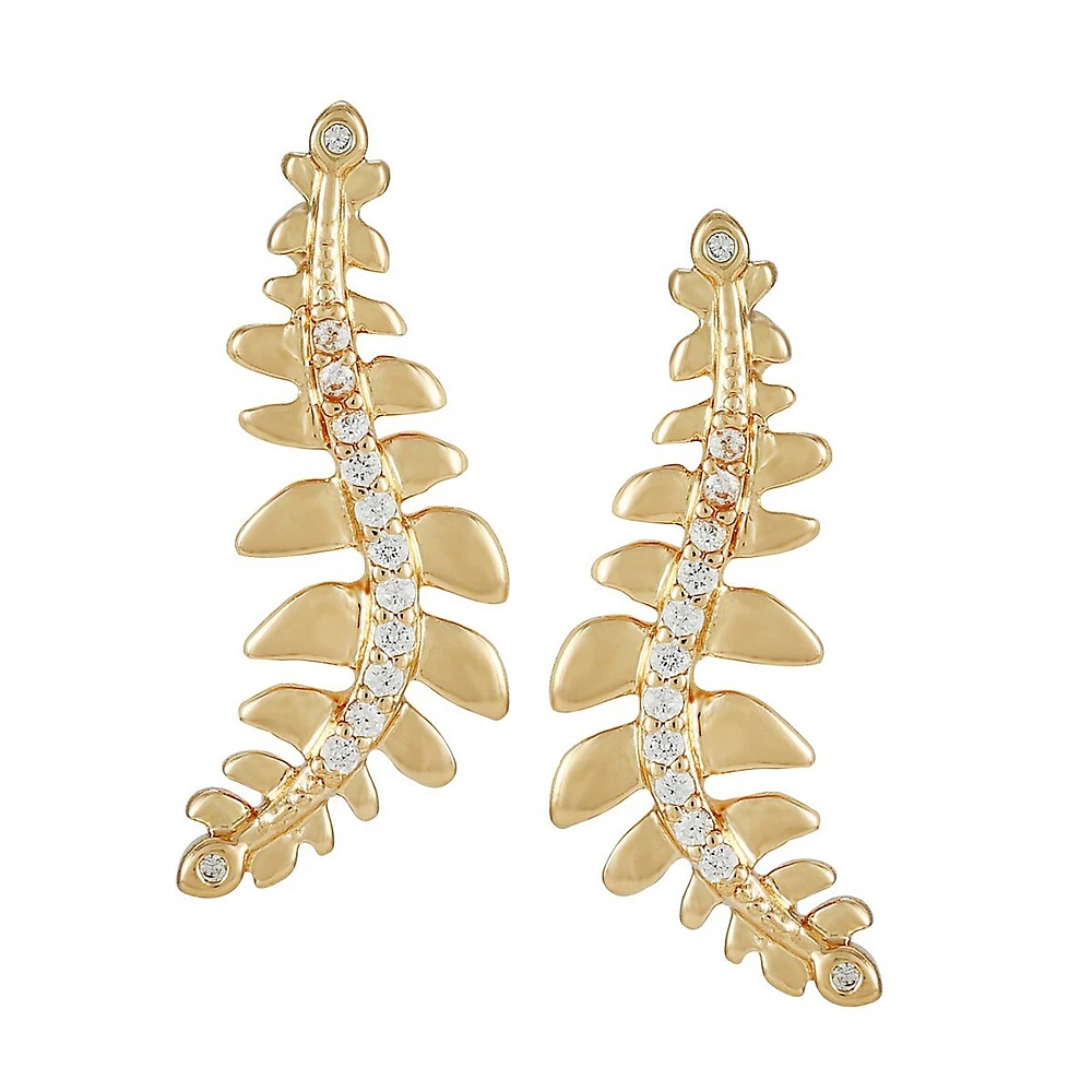 Goldtone Pavé Vine Drop Earrings