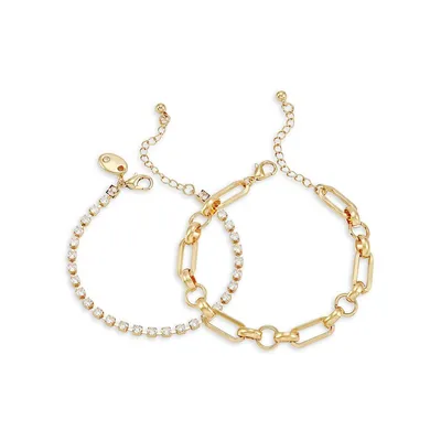 2-Pack Assorted Goldtone Chain Bracelets
