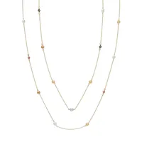 Goldtone, Faux Gem & Faux Pearl 2-Piece Station Necklace Set