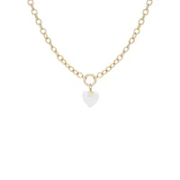 Goldtone Puffed Heart Pendant Wide-Chain Necklace
