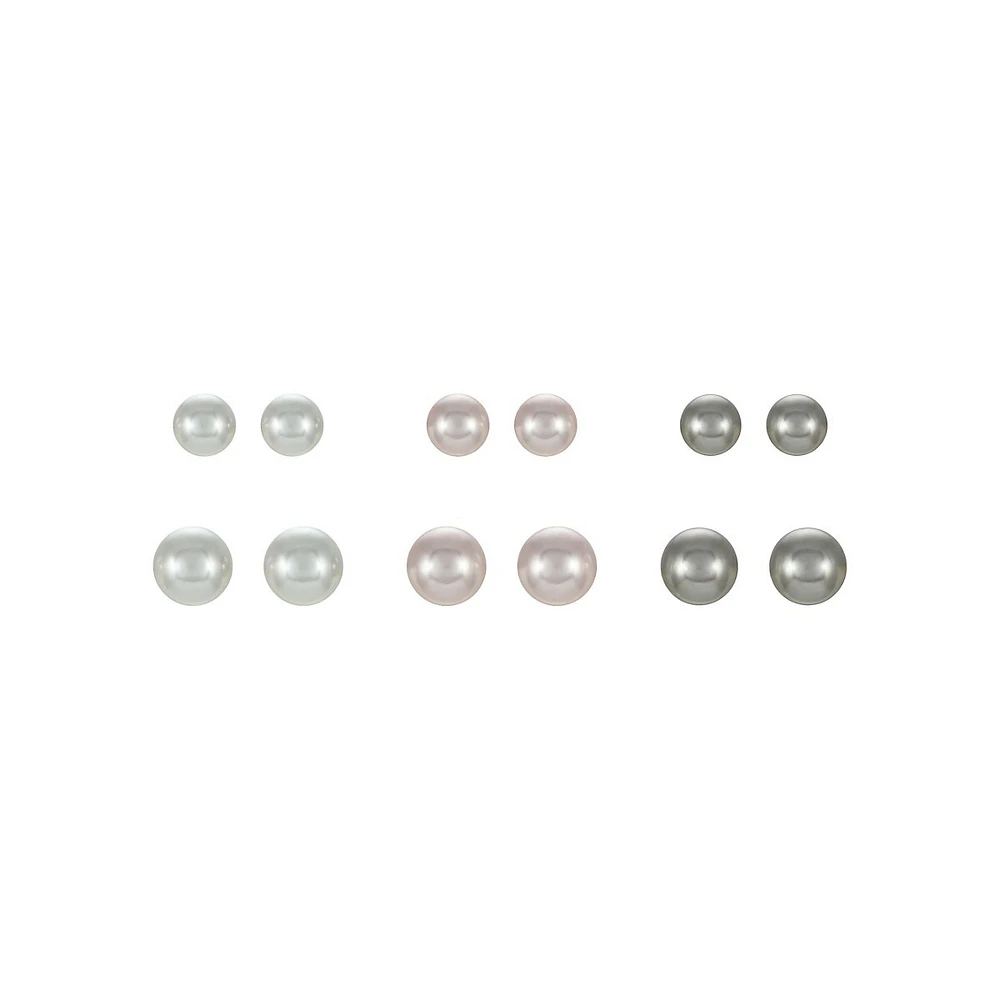 6-Pair Faux Pearl Stud Earring Set