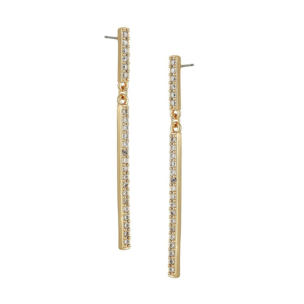 Goldtone Pavé Cubic Zirconia Linear Earrings