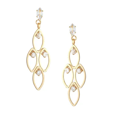 Goldtone & Cubic Zirconia Drop Earrings