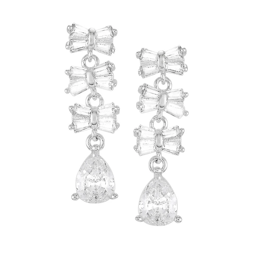 Silvertone Cubic Zirconia Linear Earrings