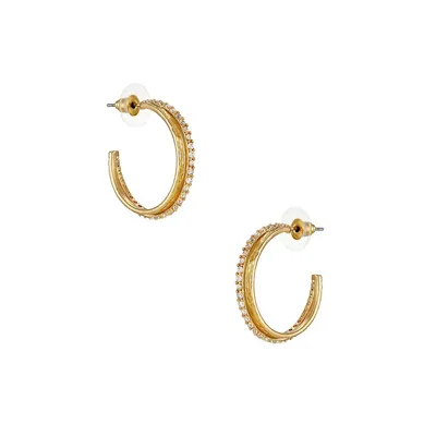 Goldtone Pavé Huggie Earrings