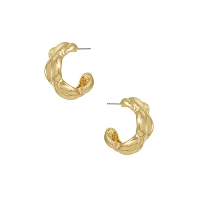 Goldtone Thick Textured Hoop Earrings