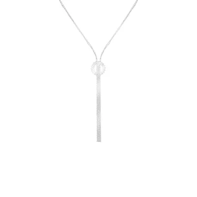 Silvertone & Cubic Zirconia Y-Necklace