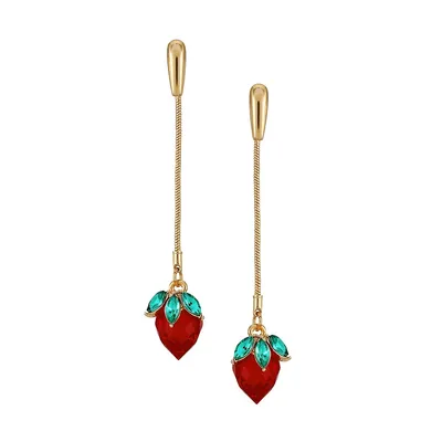 Goldtone Fruit Chain Drop Earrings