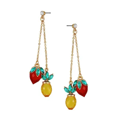 Goldtone Fruit Dangle Drop Earrings