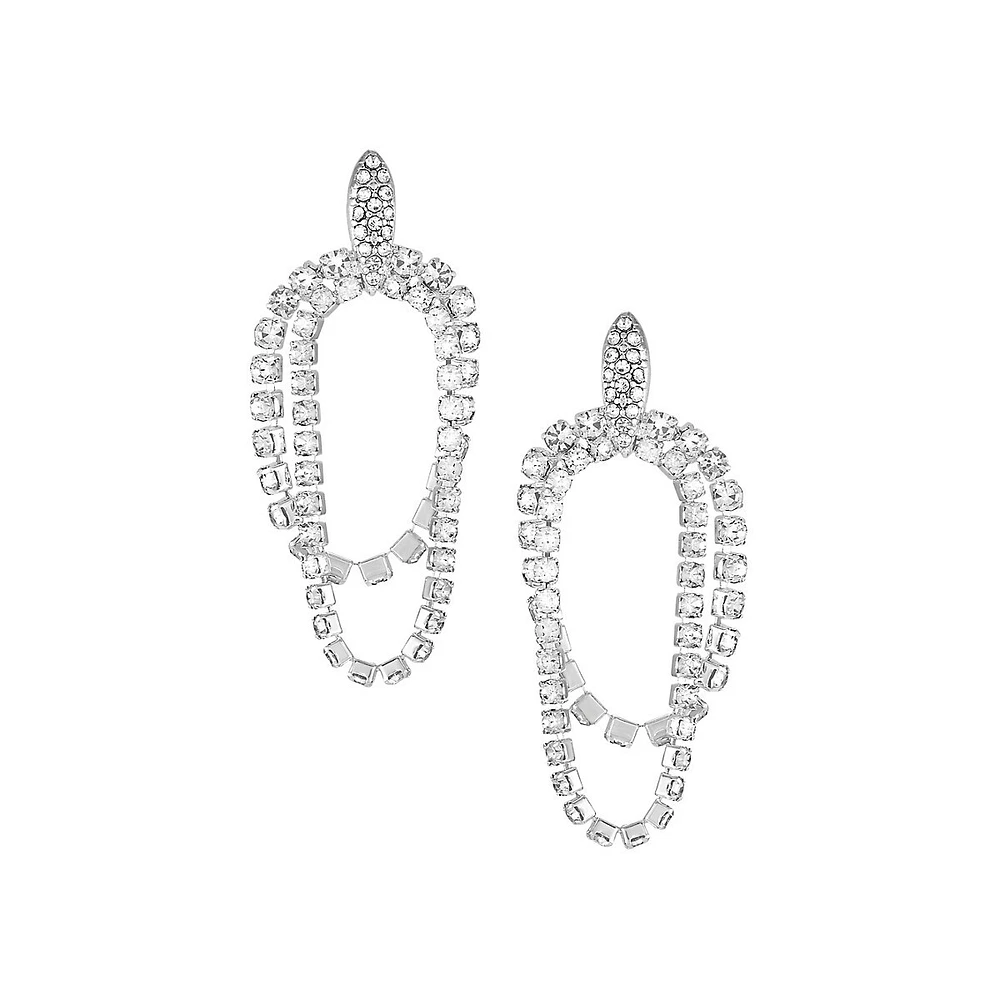 Silvertone Pavé Cup Chain Hoop Earrings