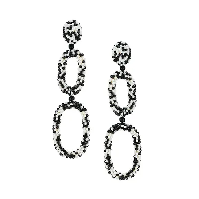 Two-Tone Bead Double-Drop Earrings