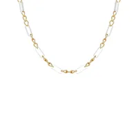 Goldtone Chain & White Rectangular Station Necklace
