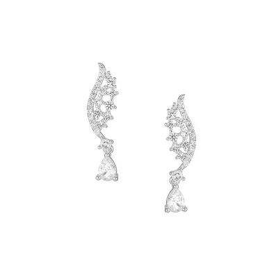 Silvertone Angel Wing Drop Earrings