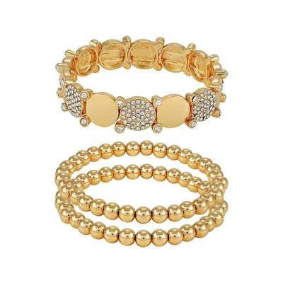 3-Pack Assorted Goldtone Bead Bracelets