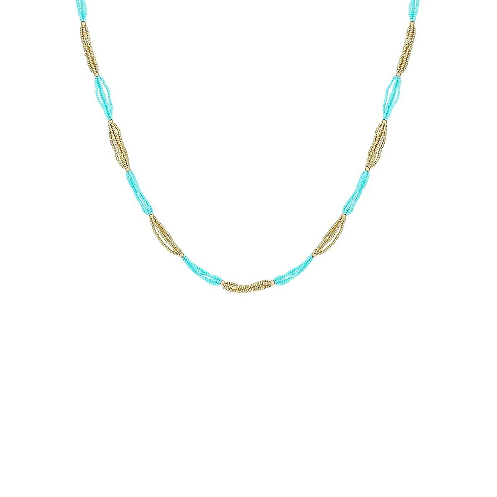 Two-Tone Bead Station Necklace