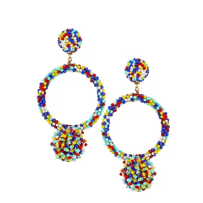 Goldtone and Multicolour Bead Circular Drop Earrings