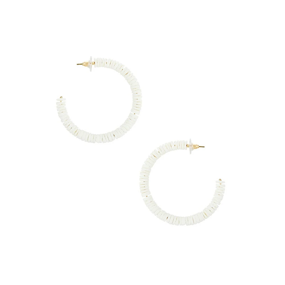 Shell Bead Open Hoop Earrings