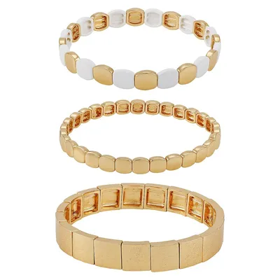 3-Pack Assorted Goldtone Stretch Bracelet