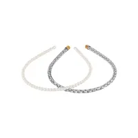 Faux Pearl & Rhinestone 2-Piece Hair Band Set