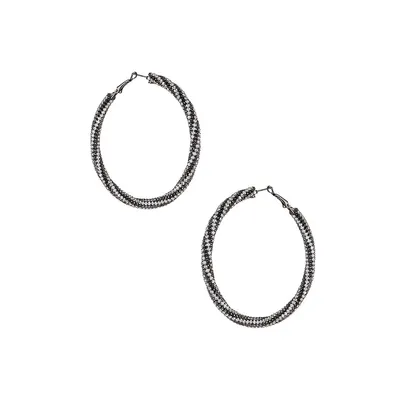 Gunmetal-Tone & Tri-Tone Glass Crystal Twisted Hoop Earrings