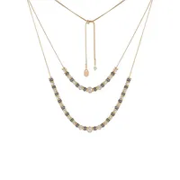 Goldtone & Tri-Tone Bead Tiered Necklace