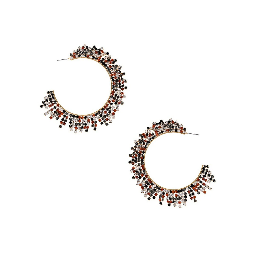 Multicolour Stone Cup-Chain Hoop Earrings